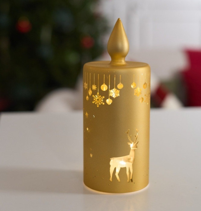 Candela LED aurie cu ren si fulgi de nea HARMONY [2]