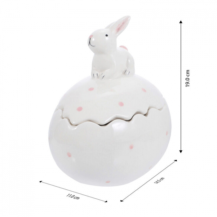 Bomboniera Ou cu Iepure TILLY, Alb/ Roz, 11x19cm [6]