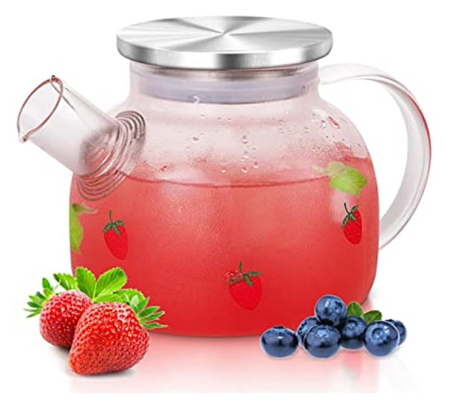 Carafa Strawberry 1000 ml, Sticla termorezistenta, Capac inox [3]