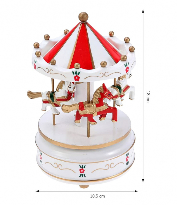 Carusel muzical rotativ HORSES, Alb/ Rosu [4]