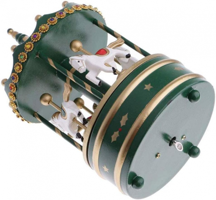 Carusel muzical MERRY GO ROUND, Verde/ Auriu, 13x25cm [2]