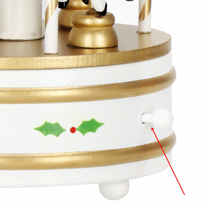 Carusel muzical MERRY GO ROUND, Alb/ Auriu, 13x25cm [3]