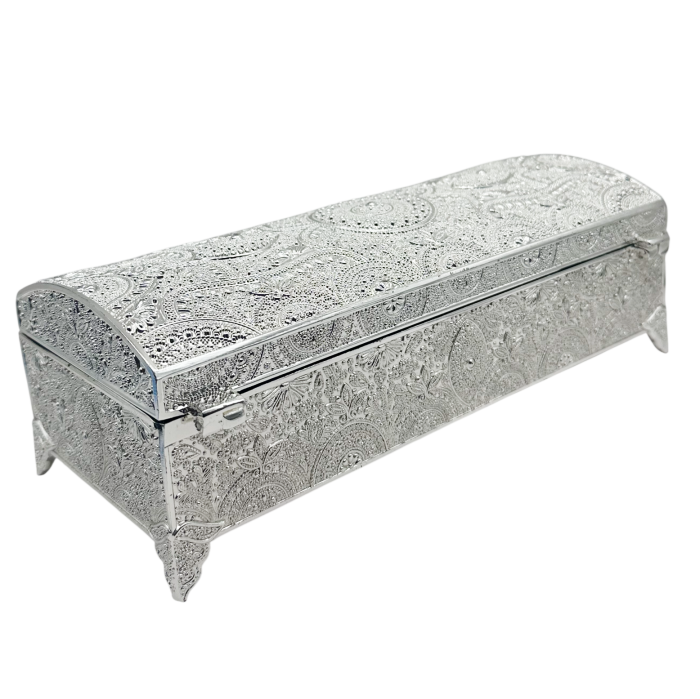 Caseta bijuterii ROYAL - cutie argintata vintage [5]