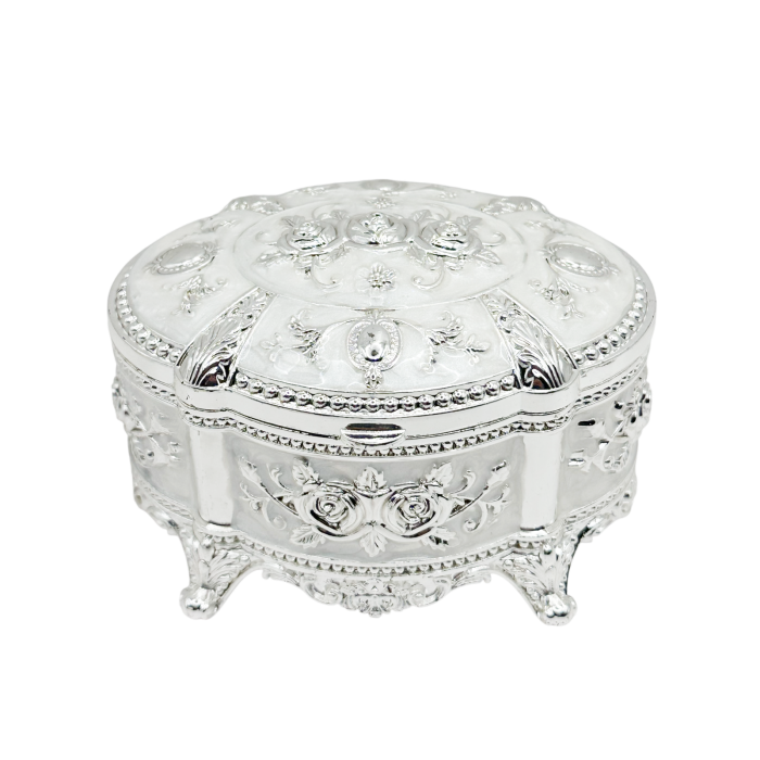 Caseta bijuterii ROSES - cutie argintata ovala vintage [2]