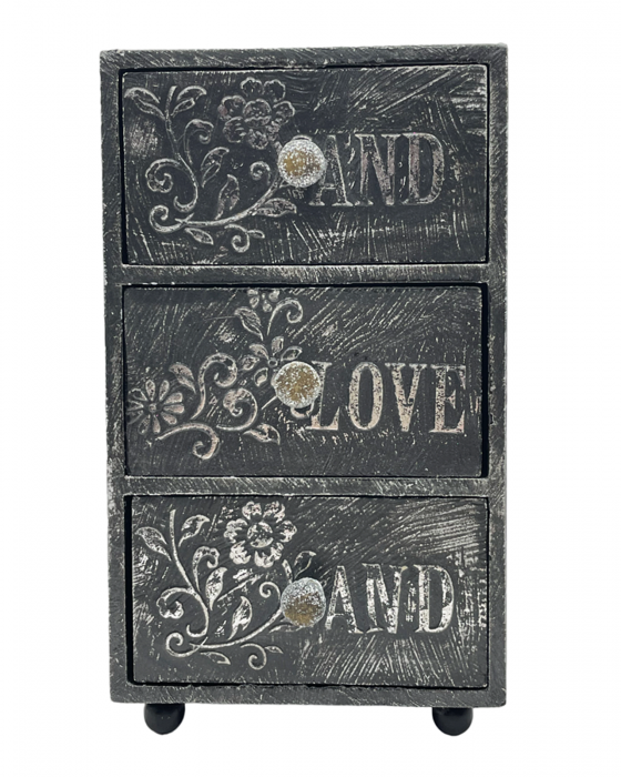 Cutie cu 3 sertare din lemn JANE, 11x6x19cm [4]