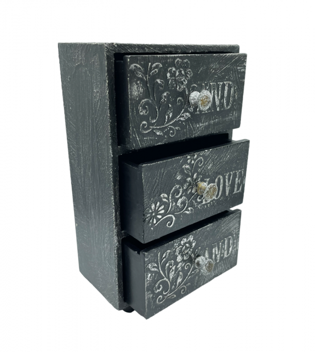 Cutie cu 3 sertare din lemn JANE, 11x6x19cm [2]