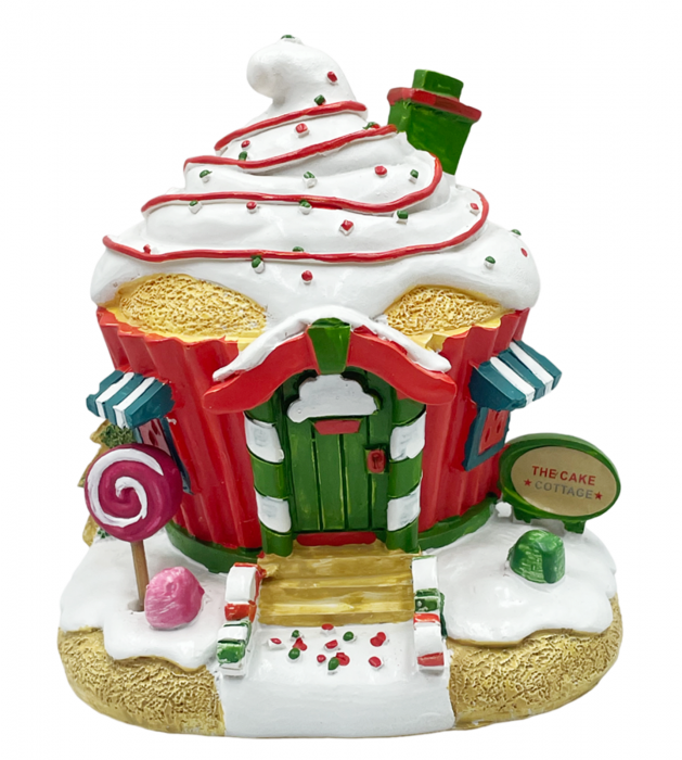 Casuta Craciun cu lumina MUFFIN COTTAGE, Rosu, 11x12cm [1]
