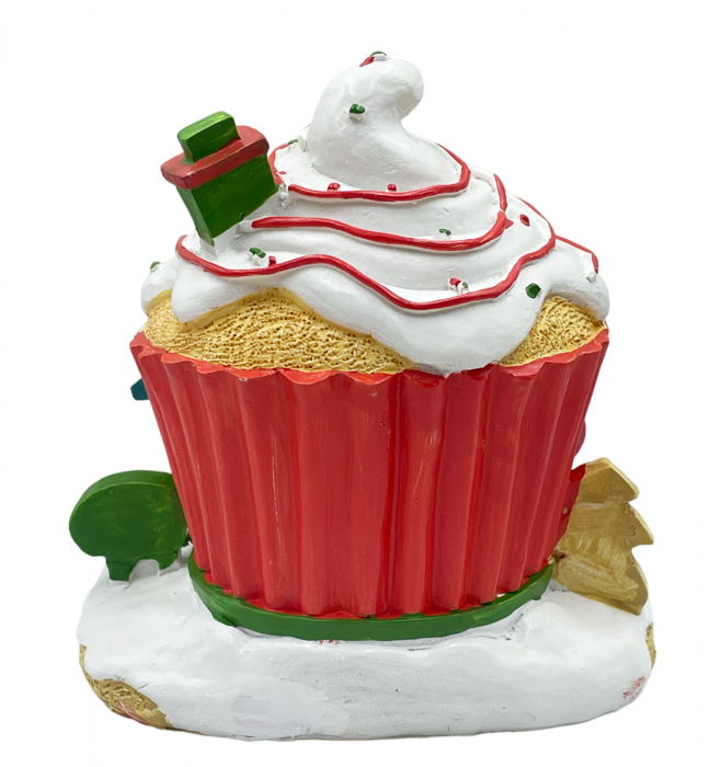 Casuta Craciun cu lumina MUFFIN COTTAGE, Rosu, 11x12cm [2]