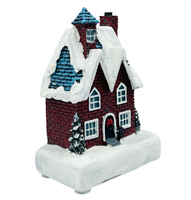 Casuta Craciun cu lumina LED VILLAGE, Maro, 8x11cm [3]