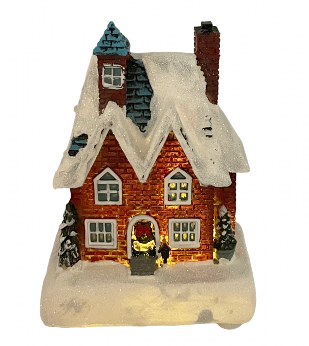 Casuta Craciun cu lumina LED VILLAGE, Maro, 8x11cm [2]
