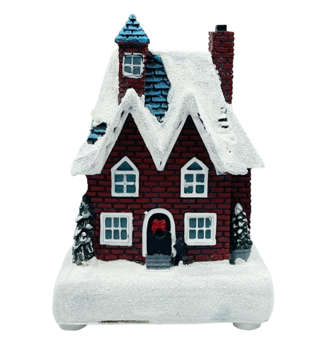 Casuta Craciun cu lumina LED VILLAGE, Maro, 8x11cm [1]