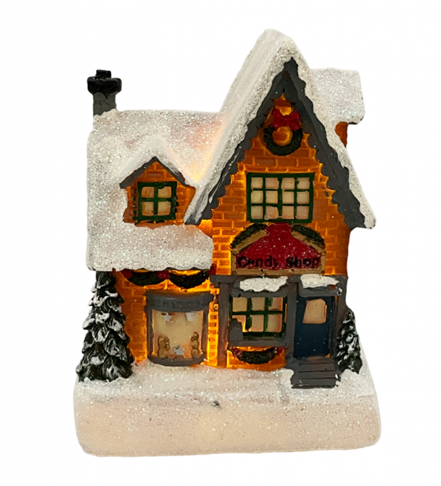 Casuta Craciun cu lumina LED CANDY SHOP, 8x11cm [3]