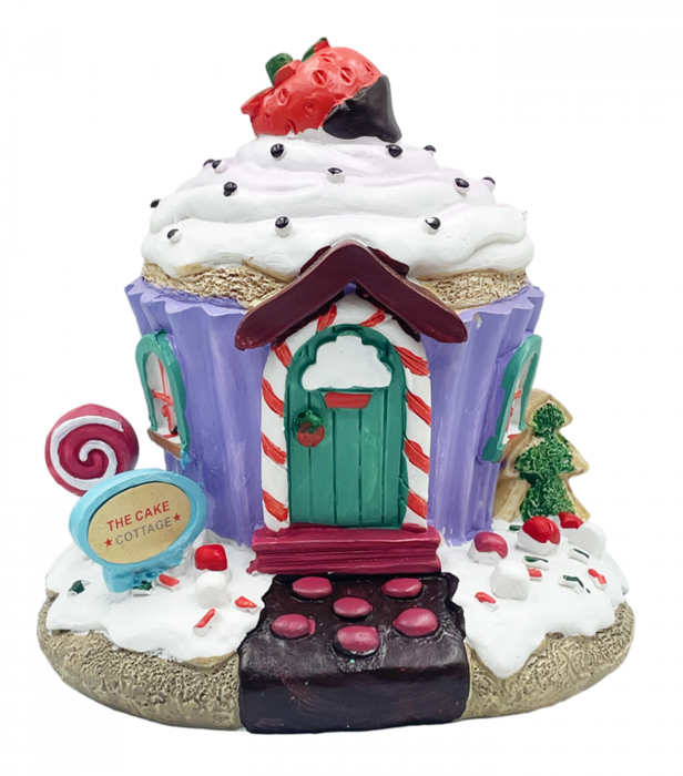 Casuta Craciun cu lumina MUFFIN COTTAGE, Mov, 11x12cm [1]