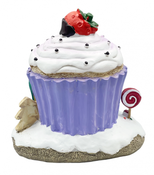 Casuta Craciun cu lumina MUFFIN COTTAGE, Mov, 11x12cm [2]