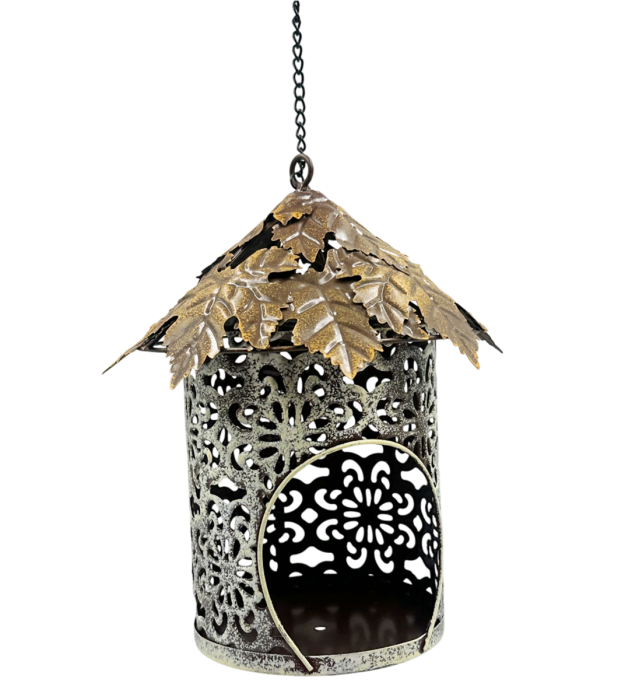 Casuta decorativa - Suport candela LEAF, 12x22cm, Metal [1]
