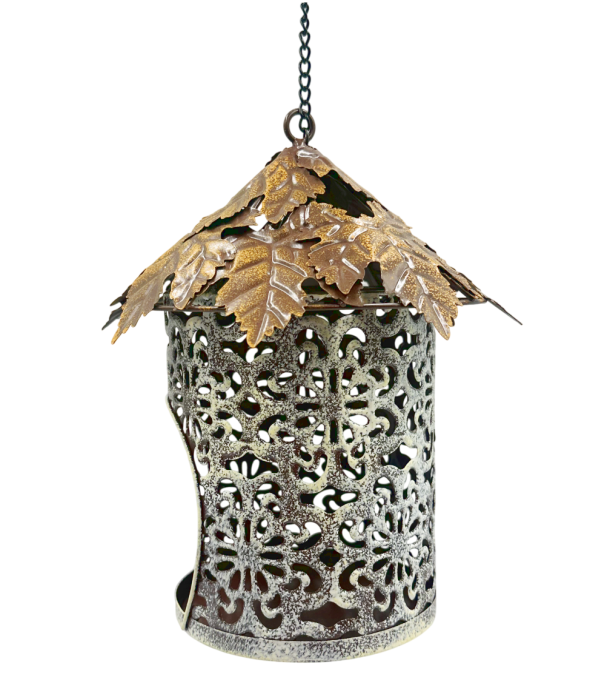 Casuta decorativa - Suport candela LEAF, 12x22cm, Metal [4]