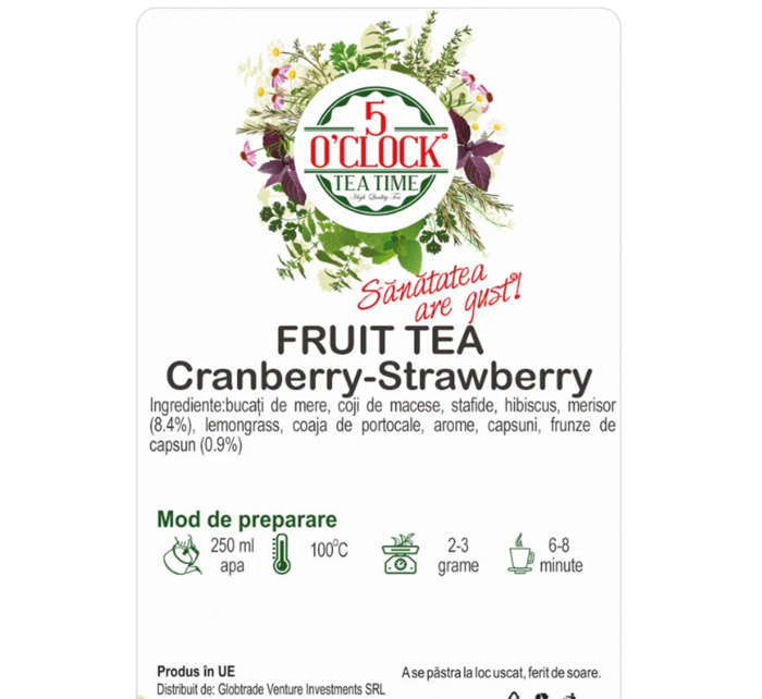 Ceai de fructe SOURISH, Cu merisor si capsuni, 50g [2]