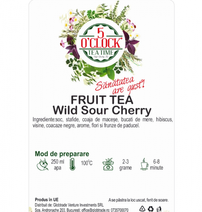 Ceai de fructe WILD SOUR CHERRY, Cu visine si coacaze, 50g [2]