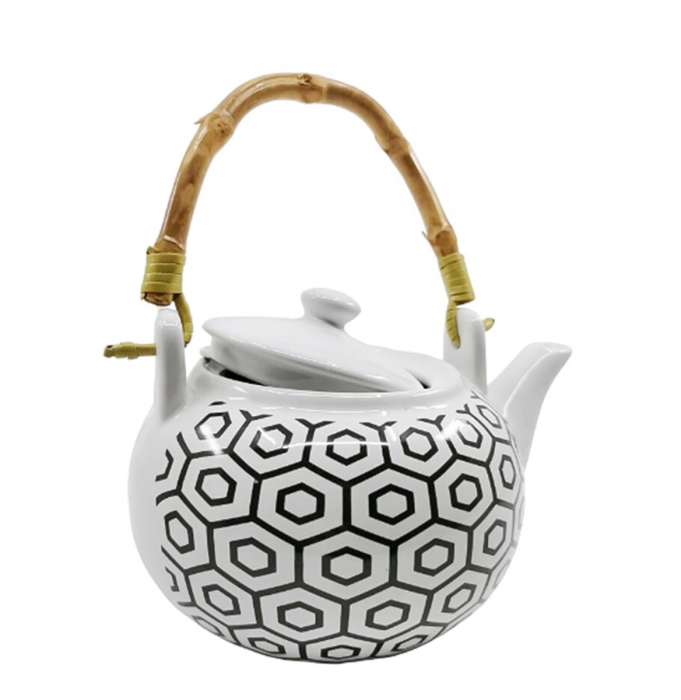Ceainic ceramica NILS, 500ml, Maner bambus [2]
