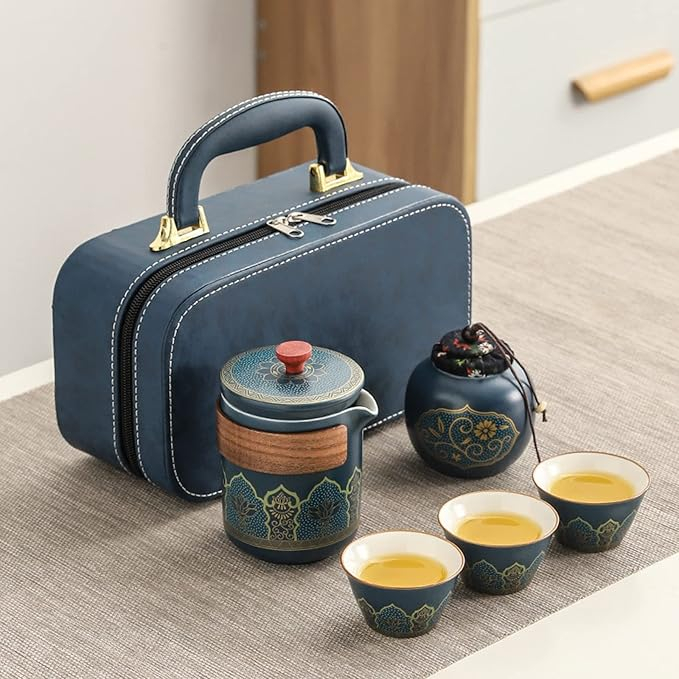 Set Ceainic 350ml, 3 Cupe si Recipient pentru ceai, TRAVEL, Portelan [1]