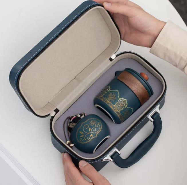 Set Ceainic 350ml, 3 Cupe si Recipient pentru ceai, TRAVEL, Portelan [7]