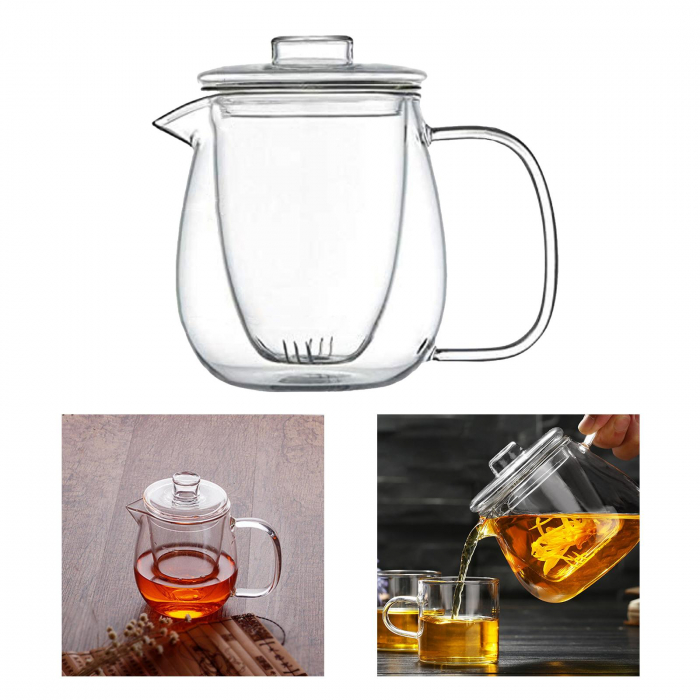 Ceainic de sticla borosilicata NILS, Cu capac si infuzor, 600ml [3]