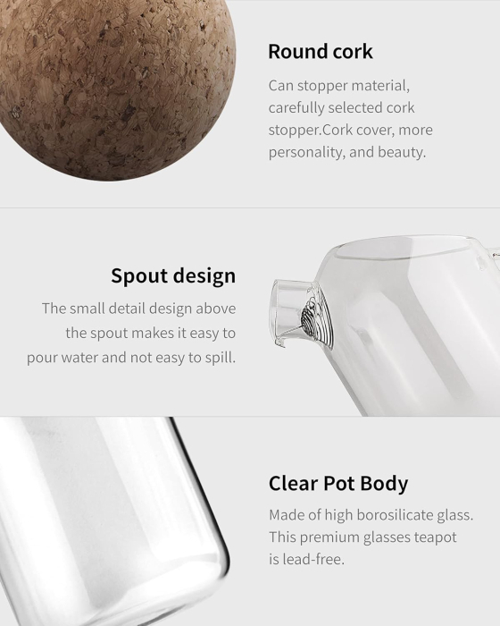 Ceainic KARIN, 550 ml, Sticla Borosilicata, Cu filtru si dop [3]