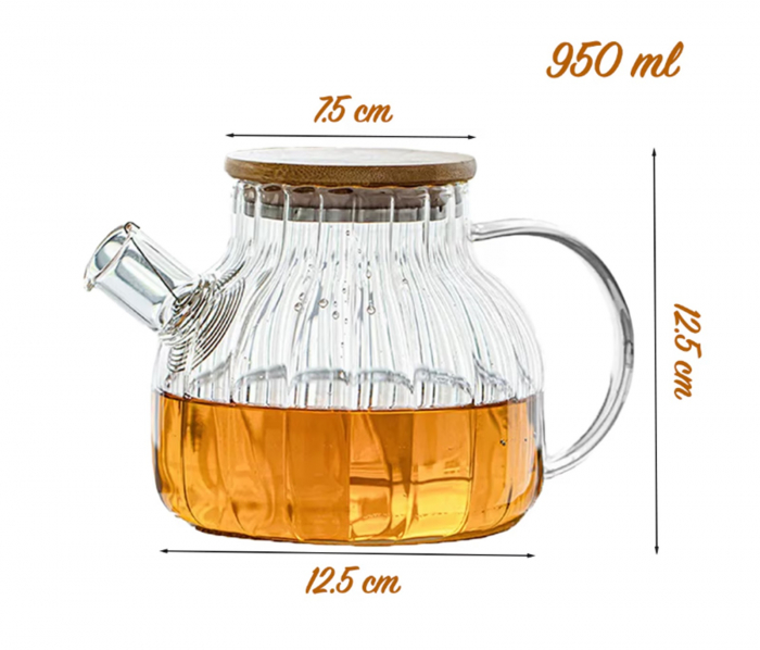 Ceainic sticla borosilicata STRIPES, 1000ml, Cu filtru [6]