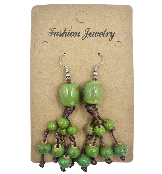 Cercei verzi cu margele ceramica ARIA - Stil boho natural [2]