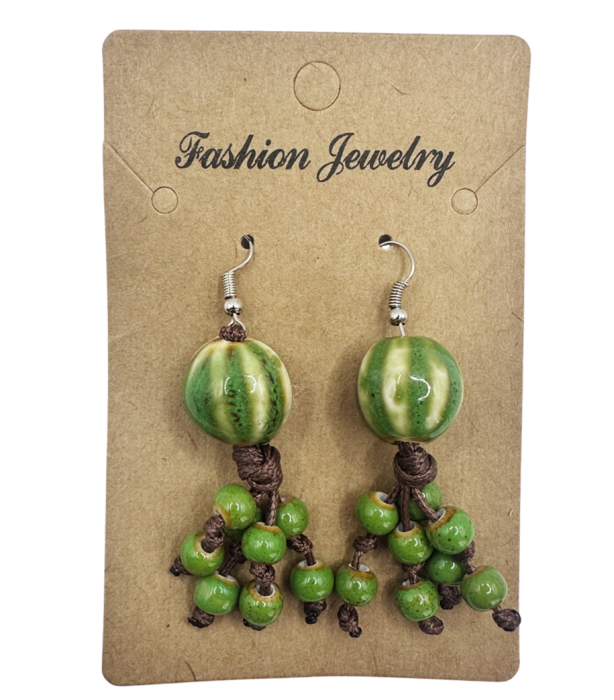 Cercei verzi cu margele ceramica CELIA - Stil boho natural [2]