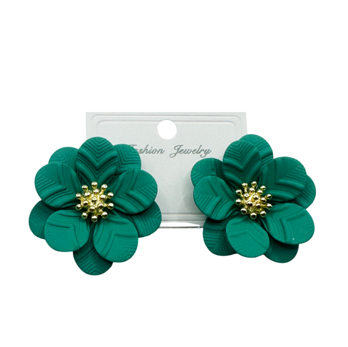 Cercei design floral AMANDA, Verde turcoaz [1]