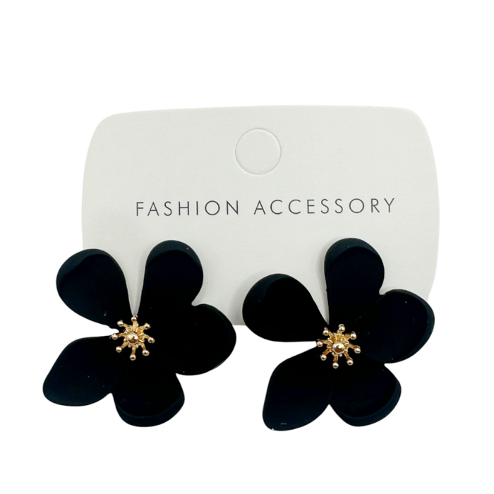 Cercei design floral TESS, Negru [1]