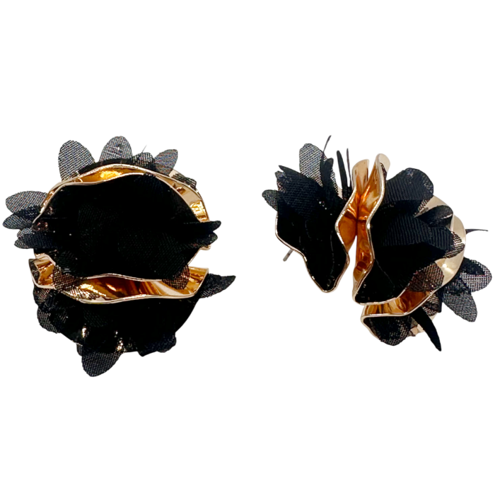 Cercei eleganti BLOSSOM, Negru/ Auriu [2]