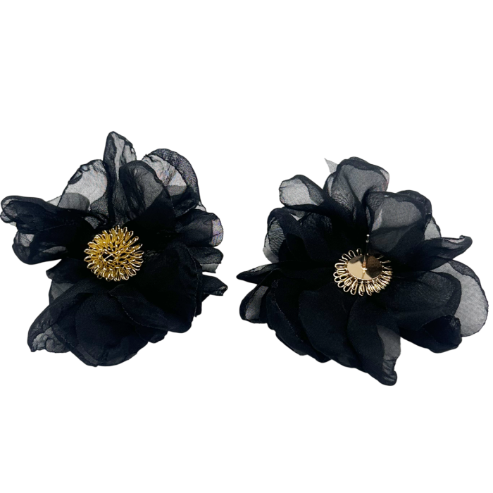 Cercei statement Floare neagra din voal VINTAGE BLOOM [2]