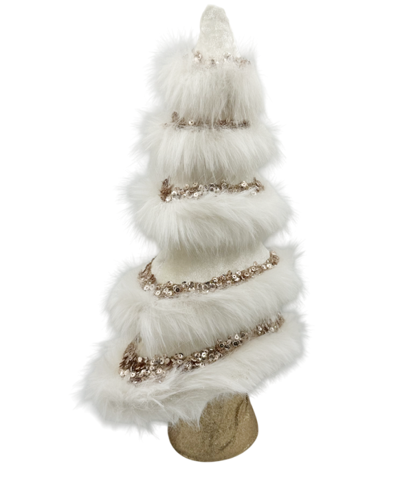 Brad decorativ alb cu paiete sampanie – Decor elegant Crăciun | Prăvălia cu Surprize [2]