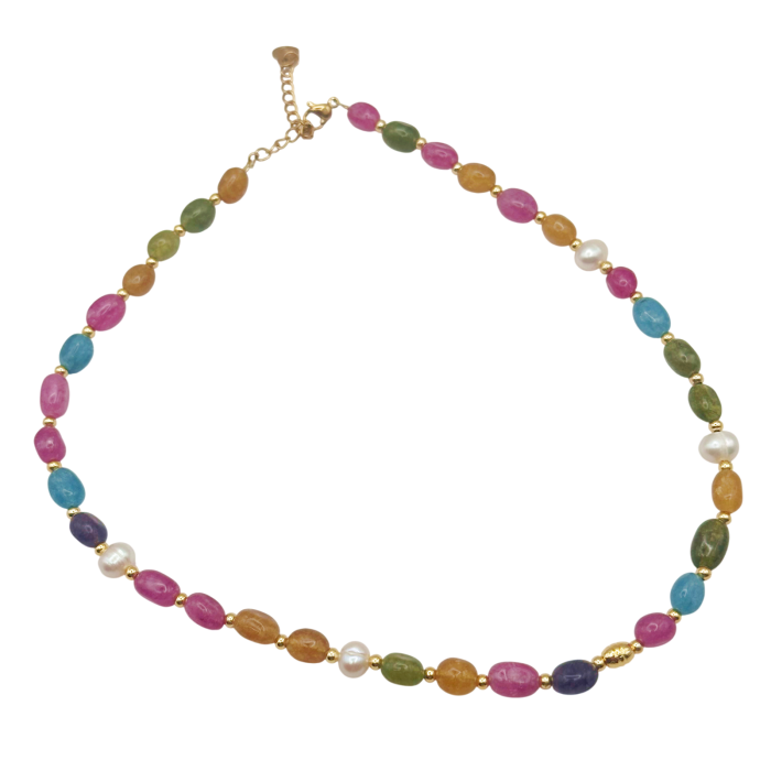 Colier multicolor cu agate si perle de cultura HARMONY [3]
