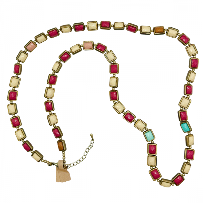 Colier lung ALLEGRA, Bej Fucsia [1]