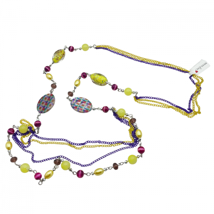 Colier lung GRISELDA, Galben/ Mov [1]