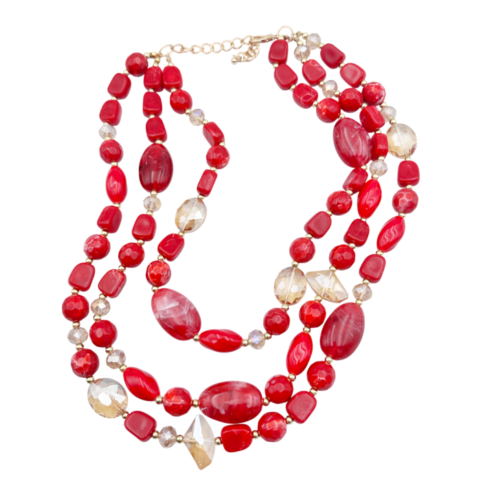 Colier statement rosu cu margele și cristale SCARLET [2]