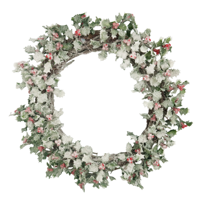 Coronita de Craciun cu frunze de ilex si boabe rosii ninse LEXY, 22cm [1]