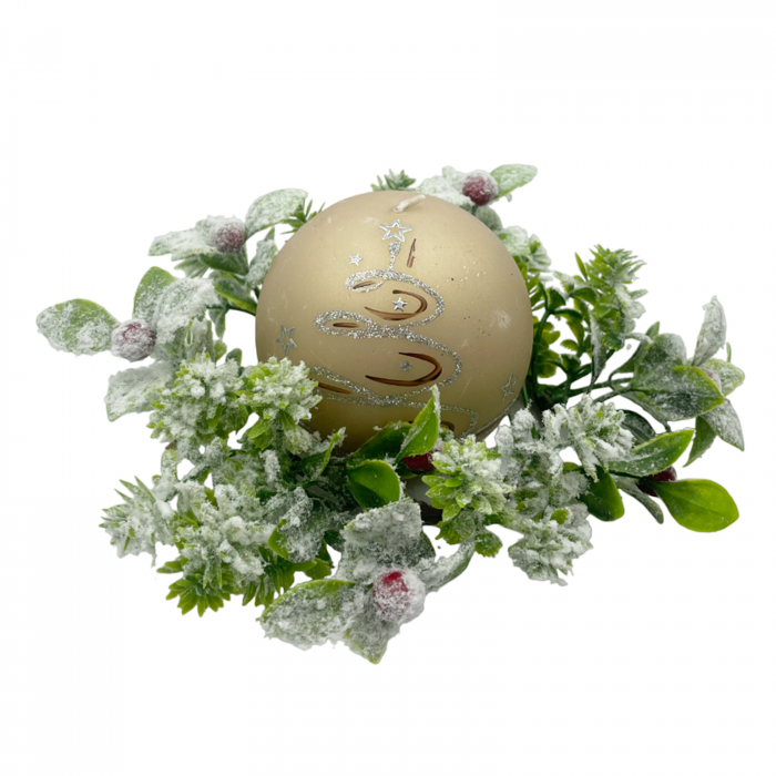 Coronita decor lumanare Craciun BELLE, Verde, 10cm [3]