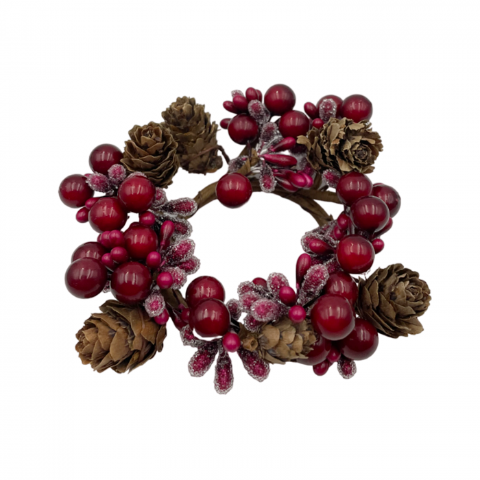 Coronita decor lumanare Craciun Maggie Rosu [3]