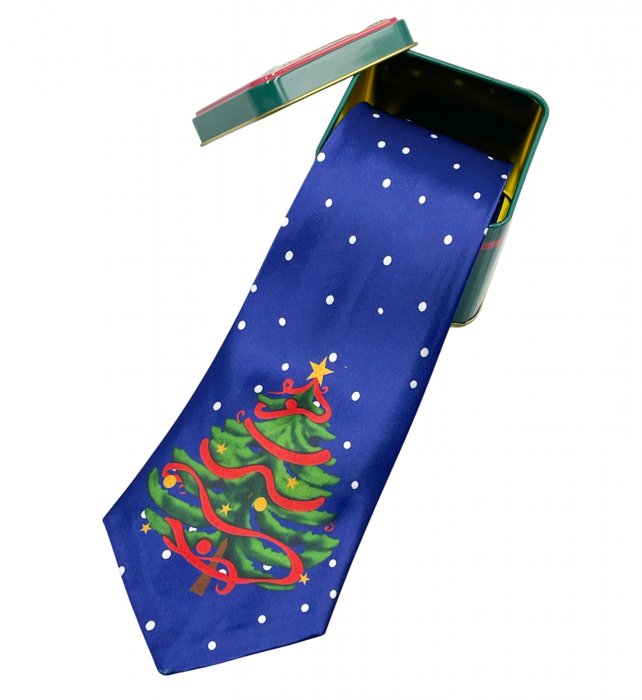 Cravata CHRISTMAS TREE in cutie metal, Albastru [2]