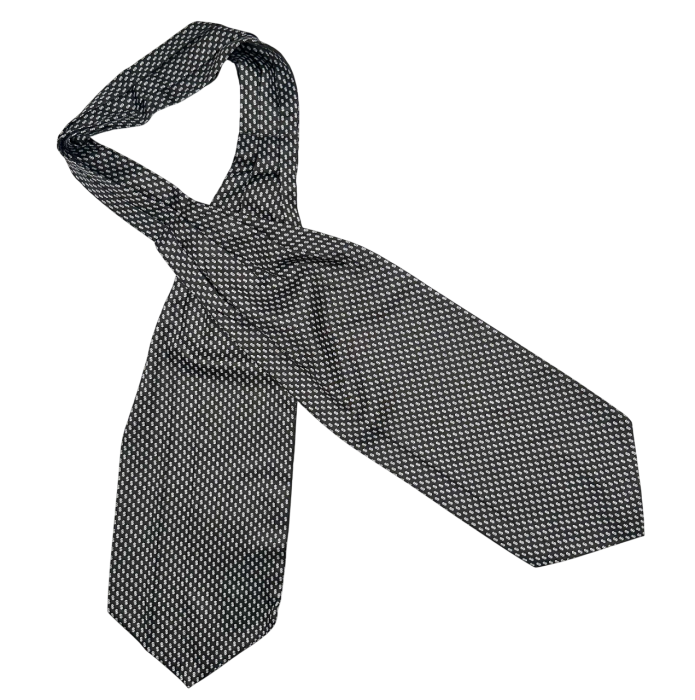 Cravata matase ASCOT FRANKLIN, Negru Alb [3]