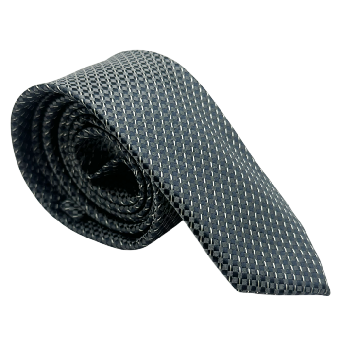 Cravată Gri Antracit cu Model Geometric Texturat – Stil Business Elegant [1]