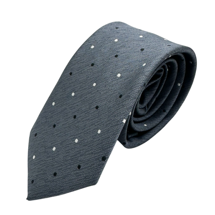 Cravată Elegantă Gri cu Buline Albe – Model Clasic & Versatil [1]
