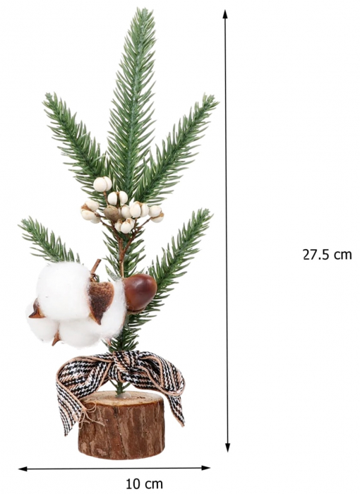 Decor Craciun cu brad si ghinda COTTON, 27cm [2]