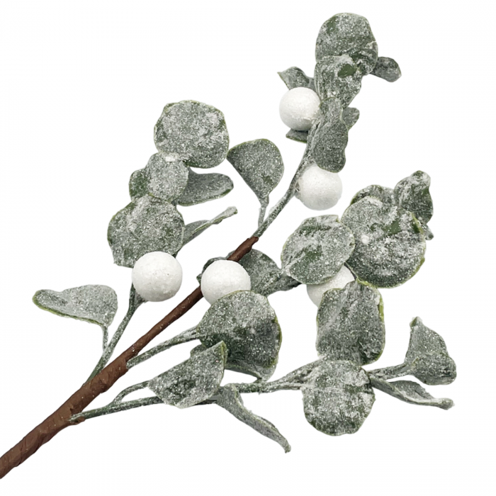 Creanga decor Craciun cu eucalipt si bilute GLAM, 50cm [1]
