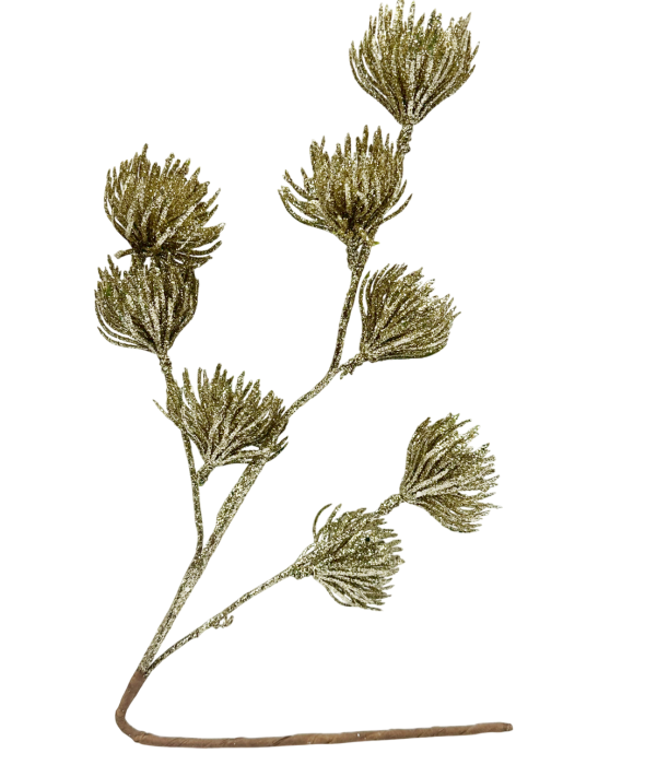 Ramura decorativa cu sclipici CHILLY, Auriu, 65cm [1]