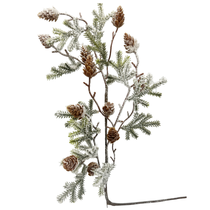 Ramură decorativă cu conuri și zăpadă artificială RUSTIC, 60 cm [1]